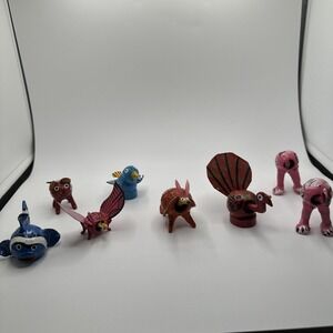 Vintage Mexican Folk Art Alebrijes Lot Hand Painted Wood Bobble Head Figurines